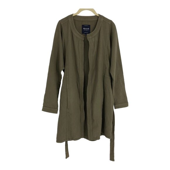 Madewell Olive Green Stitch  Edge Duster Utility Jacket Cardigan tie waist XS - Picture 16 of 16